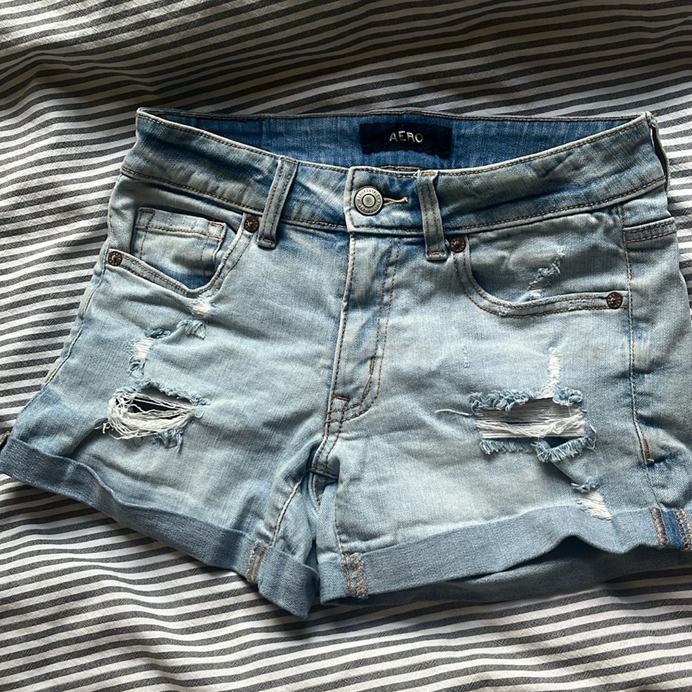 Aeropostale Low Rise Midi Denim Jean Shorts